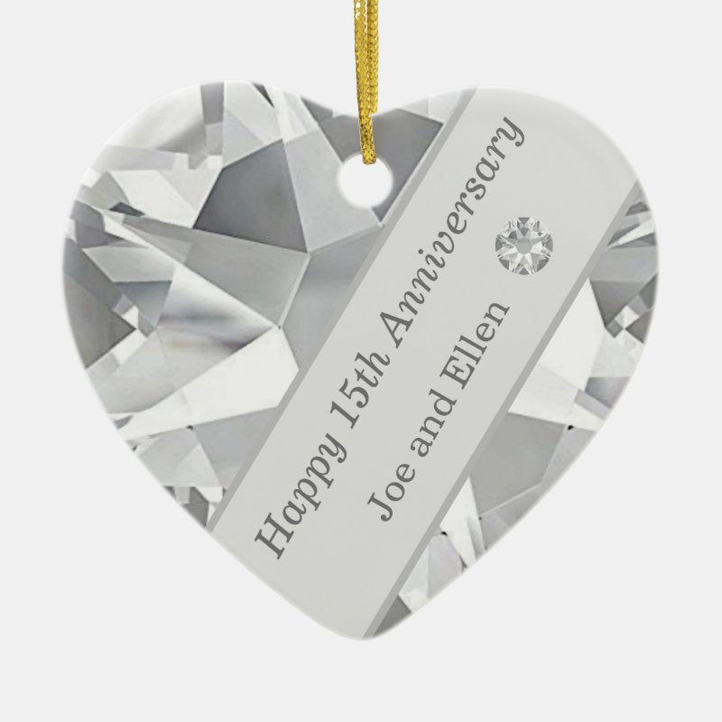 15Th Wedding Anniversary, Crystal Anniversary Ceramic Ornament