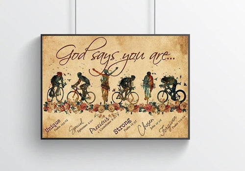 God says you are Cycling Canvas Wall Art, Canvas Home Decor