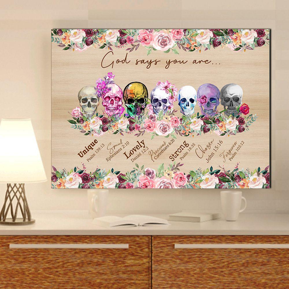 God says you are skull Canvas Wall Art, Canvas Home Decor
