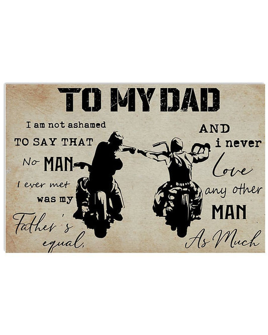 Biker Art, To My Dad Biker Horizontal Canvas And Poster, Wall Decor Visual Art, Vintage Posters Gift For Dad, Fathers Day Gifts