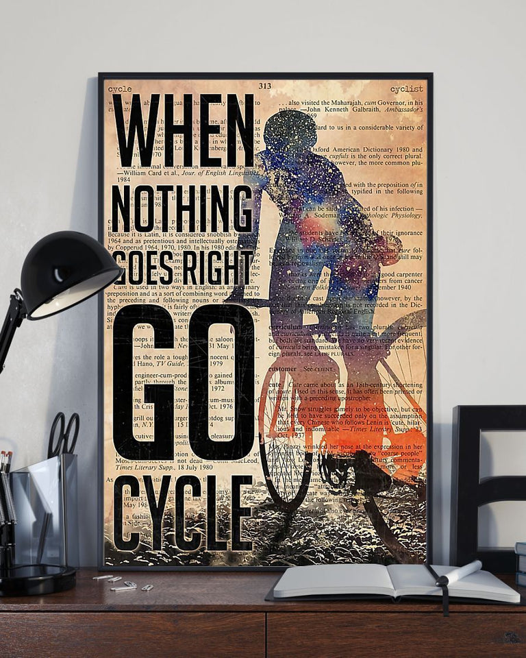 Cycling Nothing Goes Right Vertical Wall Hanging, Wall Decor Visual Art