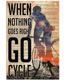 Cycling Nothing Goes Right Vertical Wall Hanging, Wall Decor Visual Art