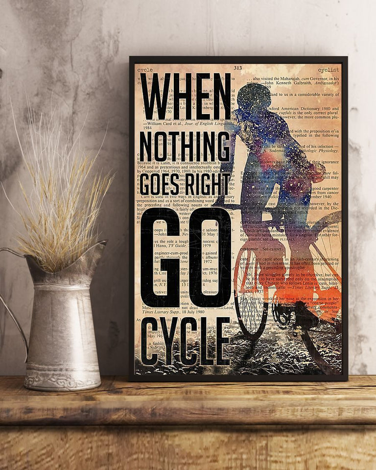 Cycling Nothing Goes Right Vertical Wall Hanging, Wall Decor Visual Art