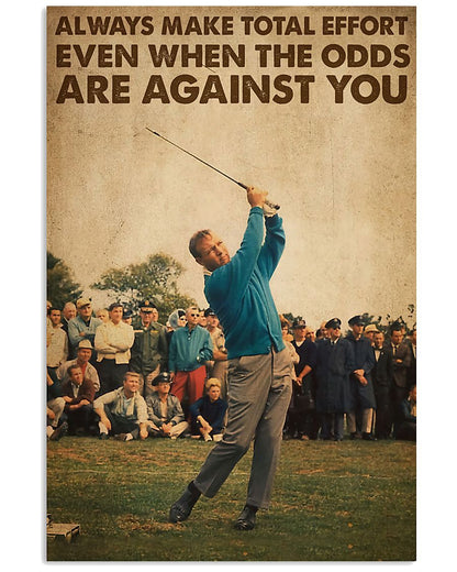 Golf Make Total Effort Vertical Wall Hanging, Wall Decor Visual Art