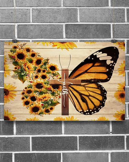 Faith Sunflower Butterflies Wall Art Prints, Wall Decor Visual Art