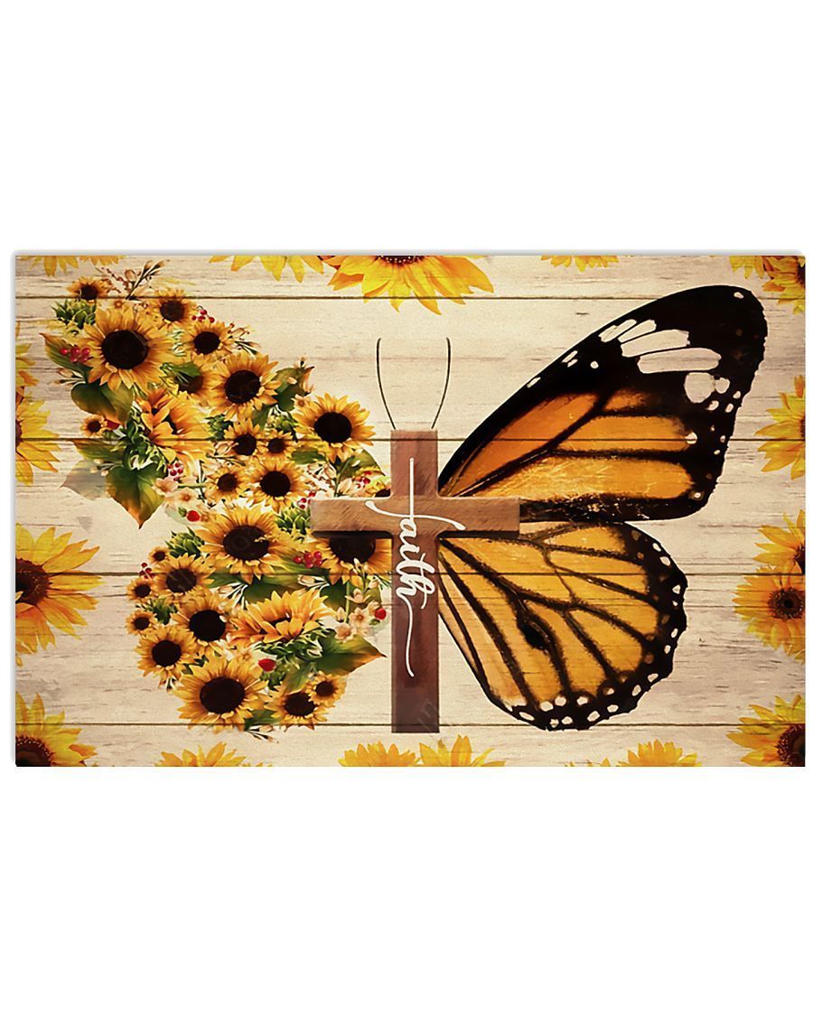 Faith Sunflower Butterflies Wall Art Prints, Wall Decor Visual Art
