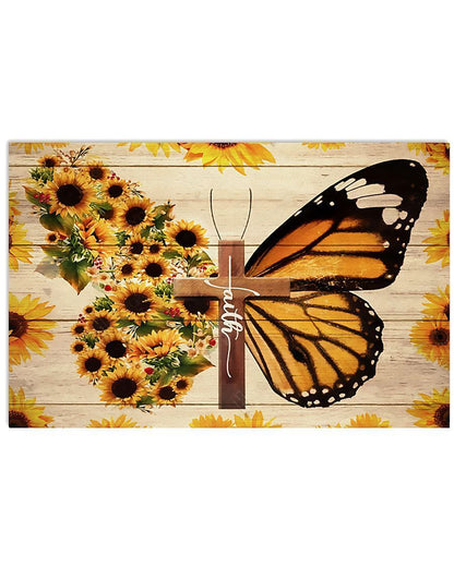 Faith Sunflower Butterflies Wall Art Prints, Wall Decor Visual Art