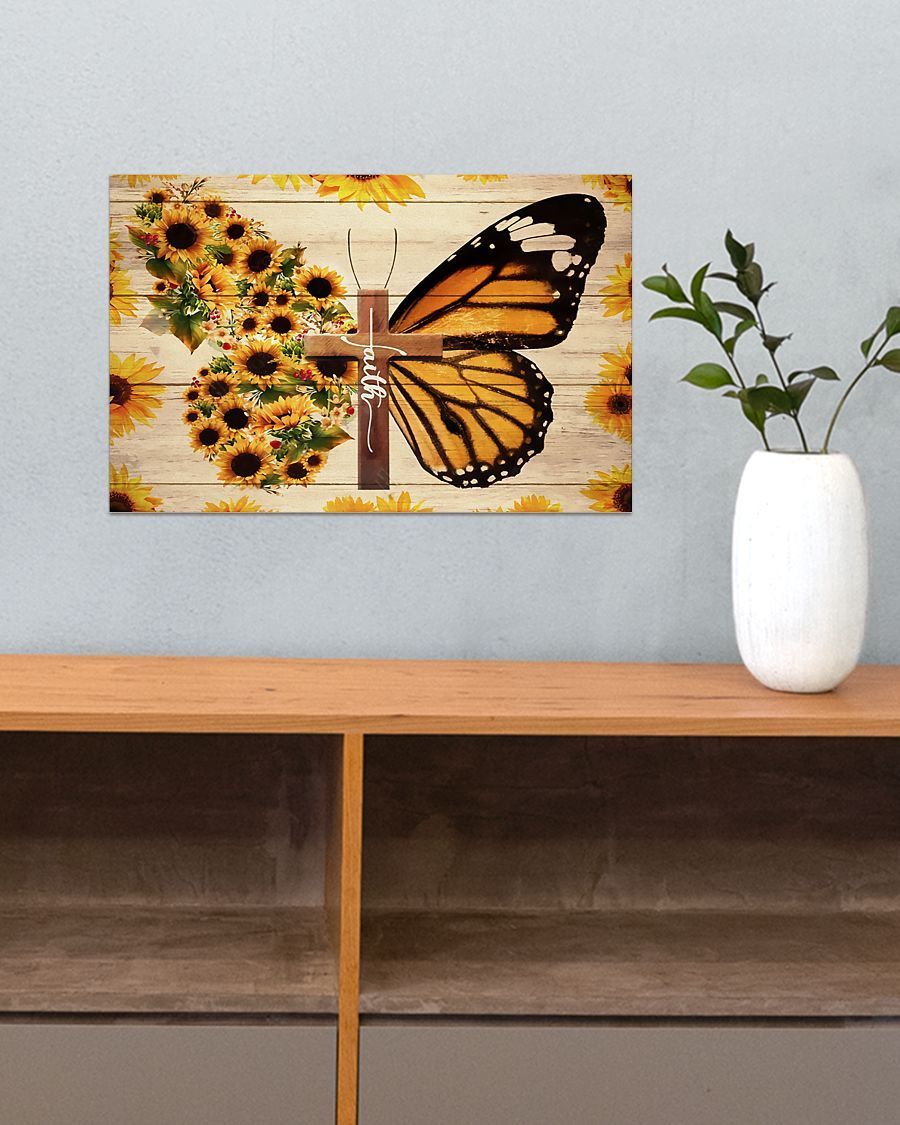 Faith Sunflower Butterflies Wall Art Prints, Wall Decor Visual Art