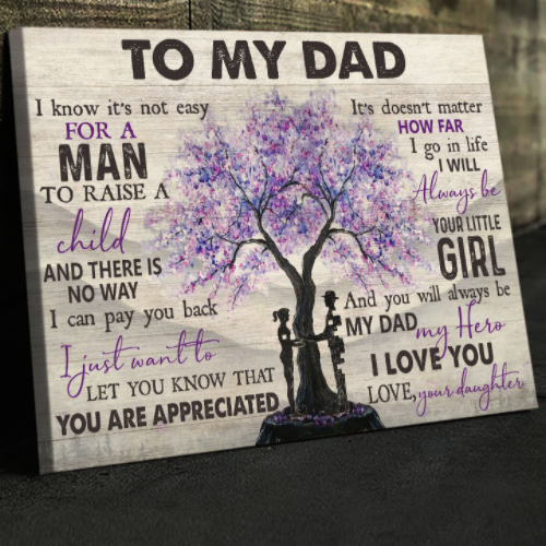 To My Dad Purple Tree Canvas And Poster, Wall Decor Visual Art, My Poster Wall, Vintage Posters Gift For Dad, Fathers Day Gifts