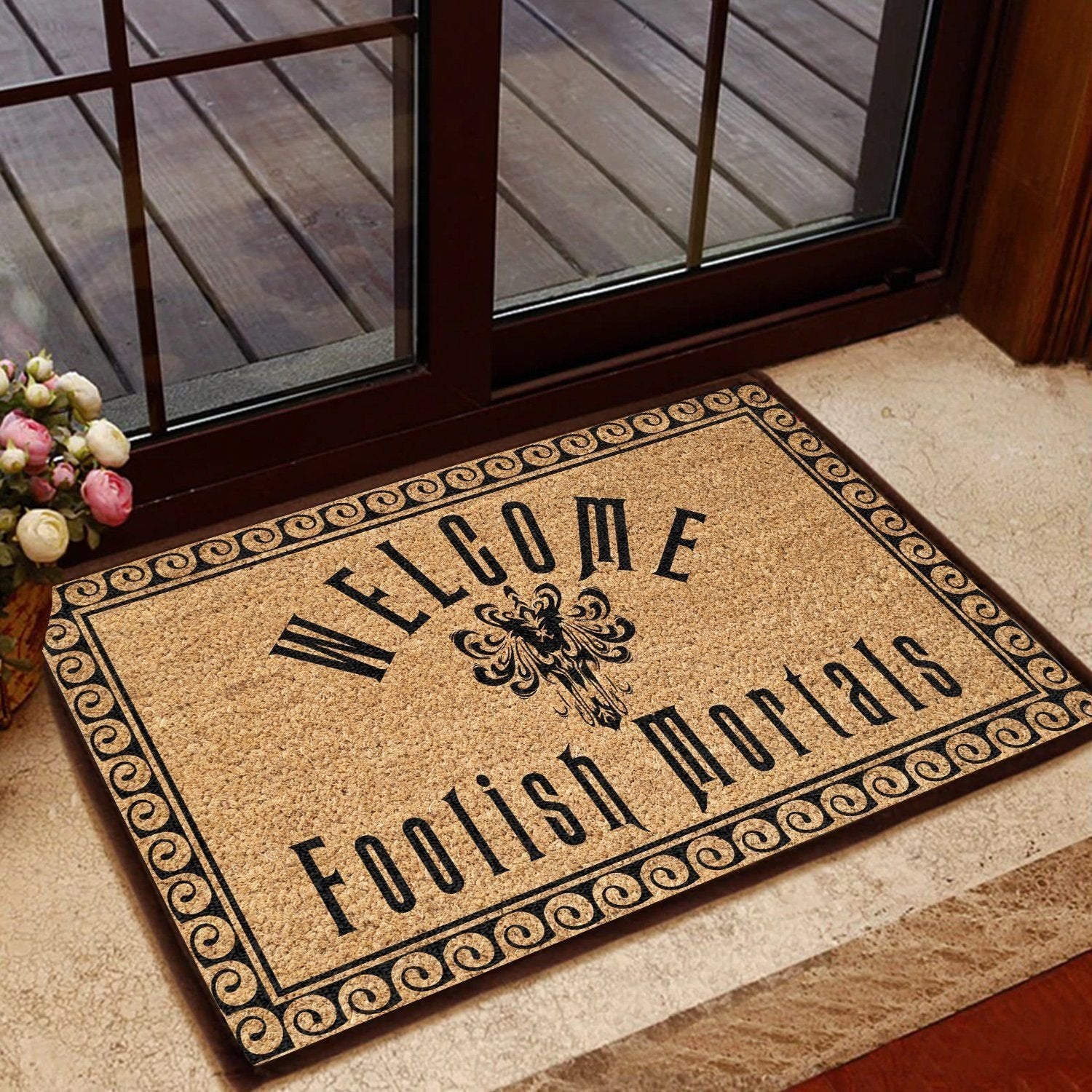 Outdoor Mat- Welcome Foolish Mortals Printed Doormat Home Decor