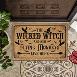 Outdoor Mat- The Wicked Witch And Her Flying Monkeys Live Here Printed Doormat Home Decor
