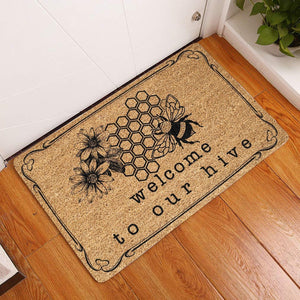 Outdoor Mat- Welcome To Our Hive Bee Printed Doormat Home Decor