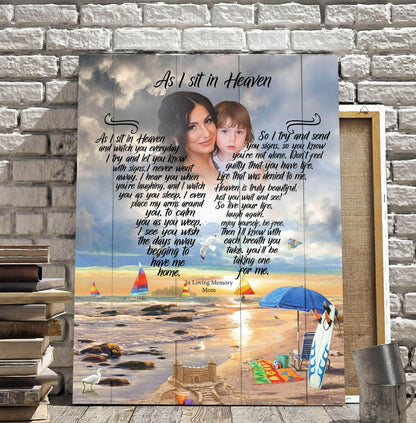 As I Sit In Heaven Sandcastles By The Sea Background, Canvas, Canvas Wall Art Gift For Family Gift for Remembrance