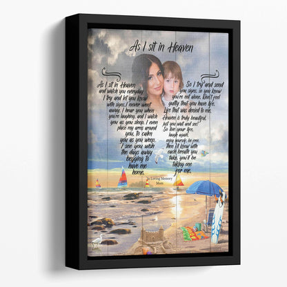 As I Sit In Heaven Sandcastles By The Sea Background, Personalized Photo Memorial Canvas, Canvas Wall Art Gift For Family Gift for Remembrance