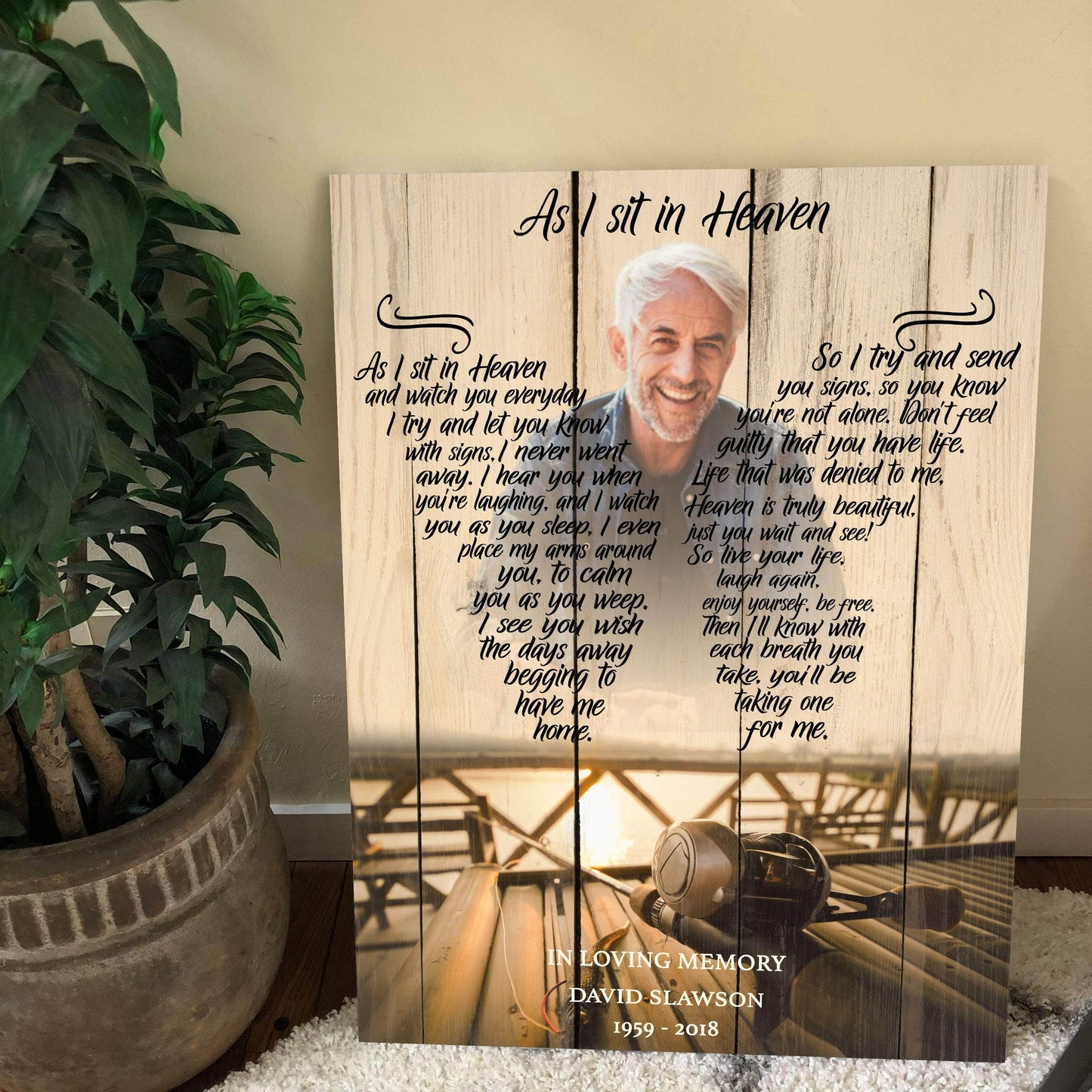 As I Sit In Heaven Fishing Background, Canvas, Canvas Wall Art Gift For Family Gift for Remembrancey