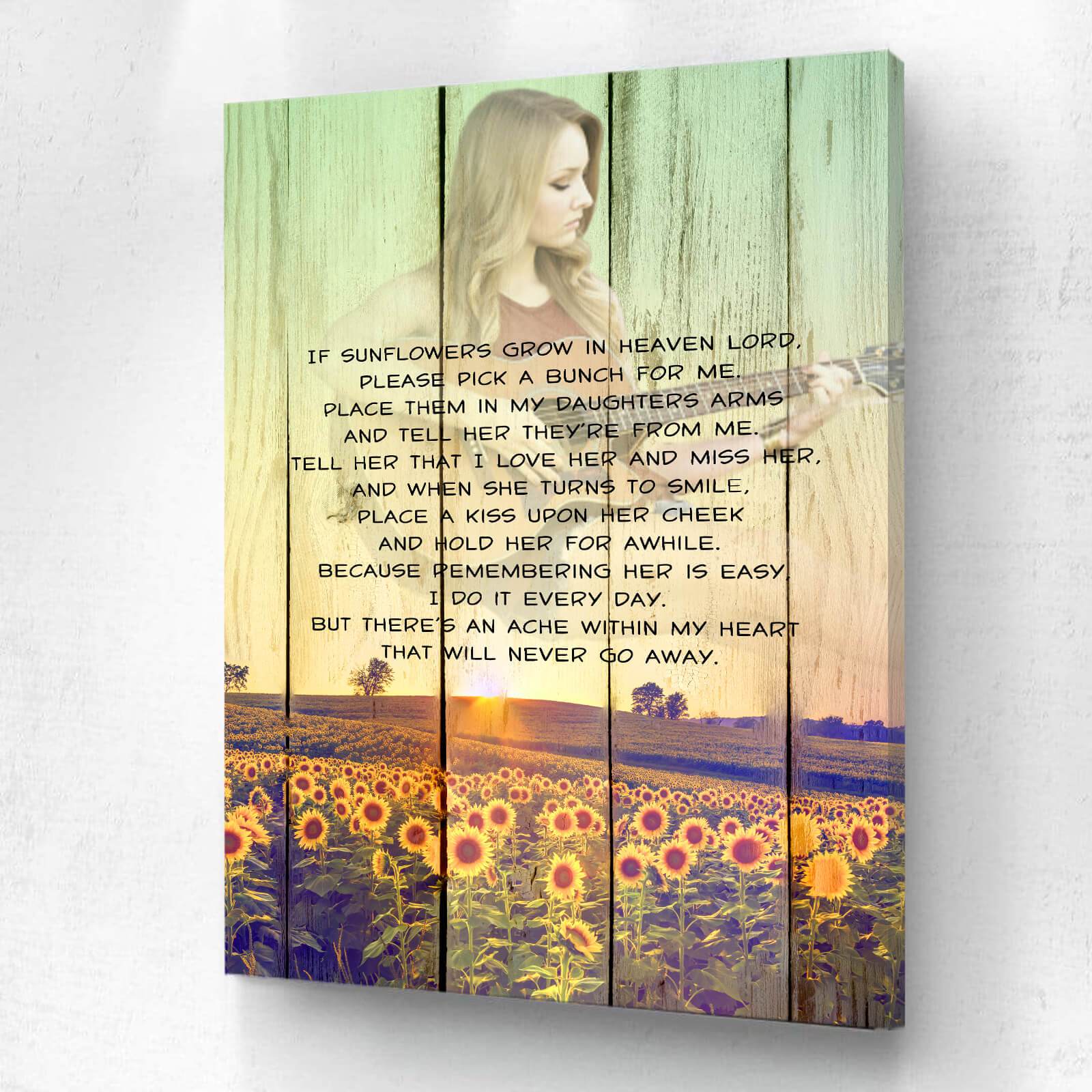 If Sunflowers Grow In Heaven Personalized Photo Memorial Canvas, Canvas Wall Art Gift For Family Gift for Remembrance