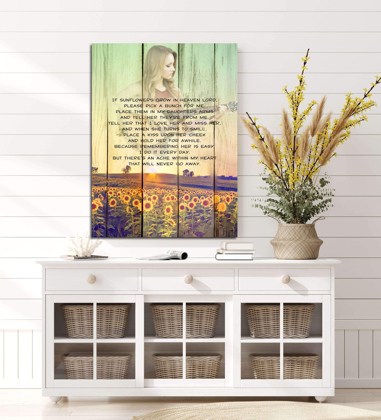 If Sunflowers Grow In Heaven Personalized Photo Memorial Canvas, Canvas Wall Art Gift For Family Gift for Remembrance