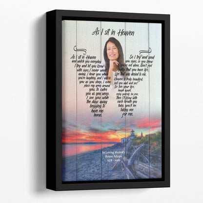 As I Sit In Heaven Livin The Dream Personalized Photo Memorial Canvas, Canvas Wall Art Gift For Family Gift for Remembrance