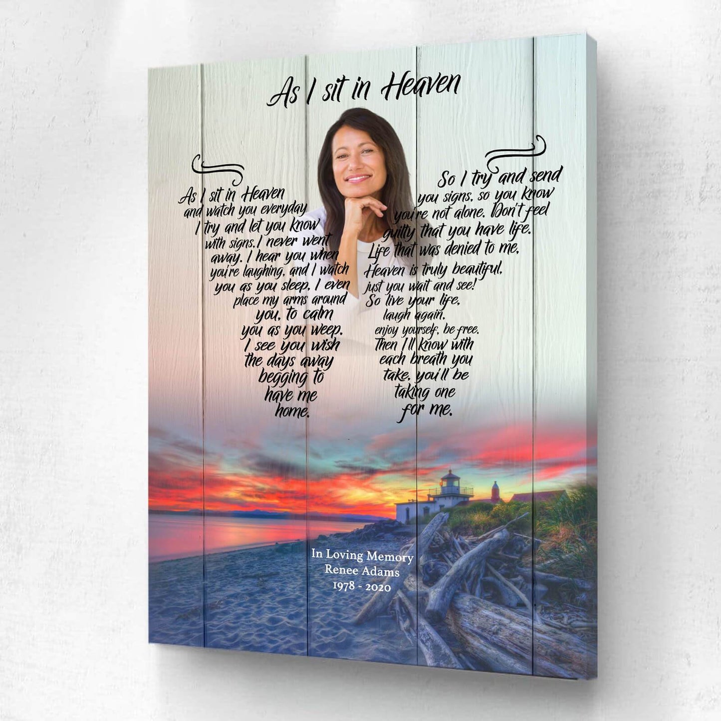 As I Sit In Heaven Livin The Dream Personalized Photo Memorial Canvas, Canvas Wall Art Gift For Family Gift for Remembrance