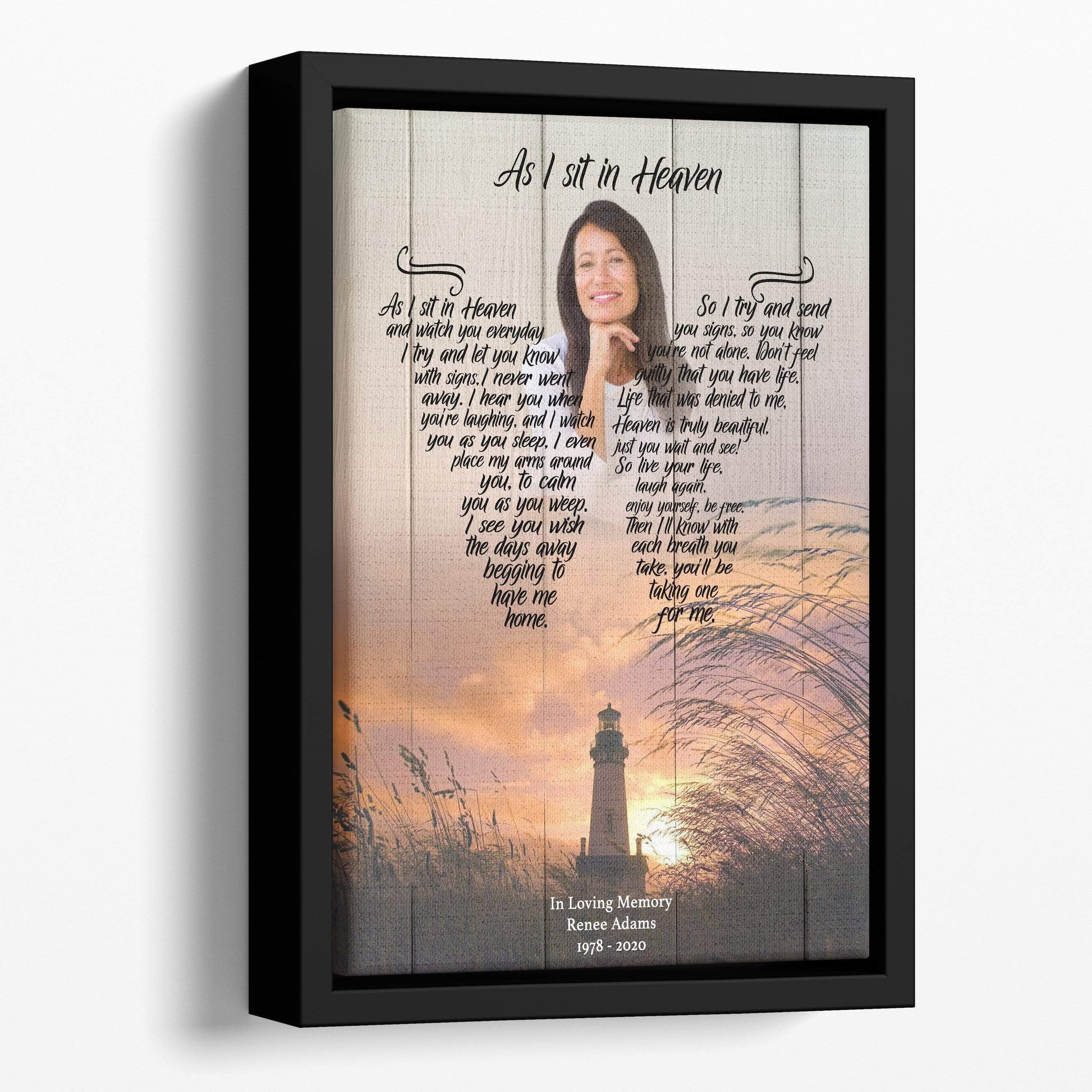 As I Sit In Heaven The Last Resort Backgound, Personalized Photo Memorial Canvas, Canvas Wall Art Gift For Family Gift for Remembrance