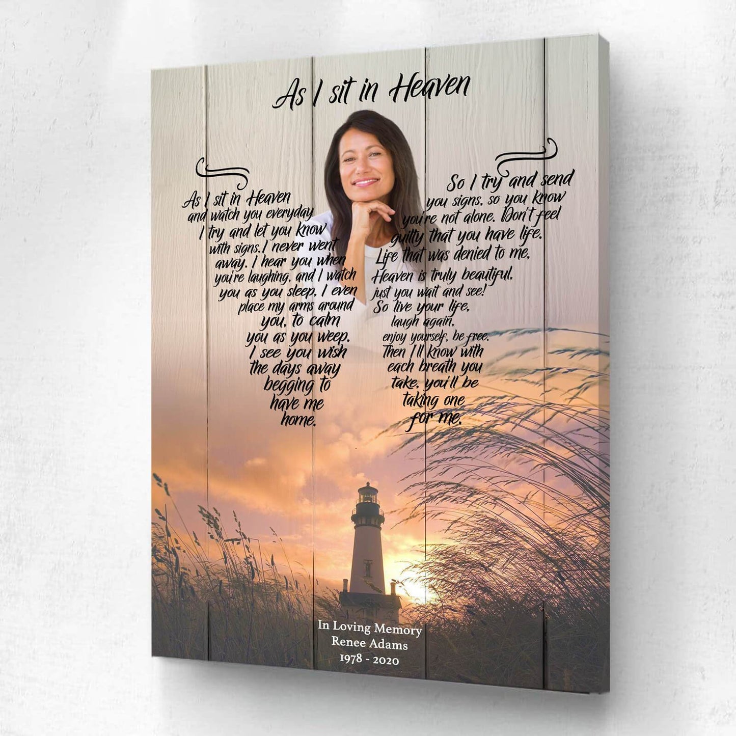 As I Sit In Heaven The Last Resort Backgound, Personalized Photo Memorial Canvas, Canvas Wall Art Gift For Family Gift for Remembrance