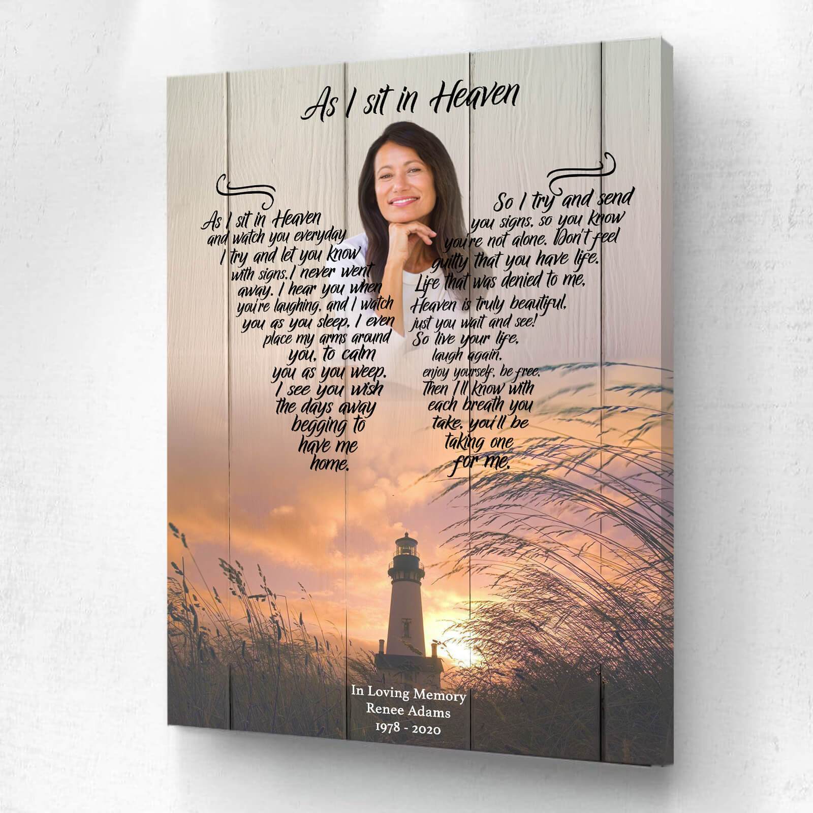 As I Sit In Heaven The Last Resort Backgound, Personalized Photo Memorial Canvas, Canvas Wall Art Gift For Family Gift for Remembrance