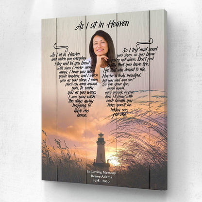 As I Sit In Heaven The Last Resort Backgound, Personalized Photo Memorial Canvas, Canvas Wall Art Gift For Family Gift for Remembrance