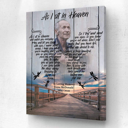 As I Sit In Heaven Outerbanks, Personalized Photo Memorial Canvas, Canvas Wall Art Gift For Family Gift for Remembrance