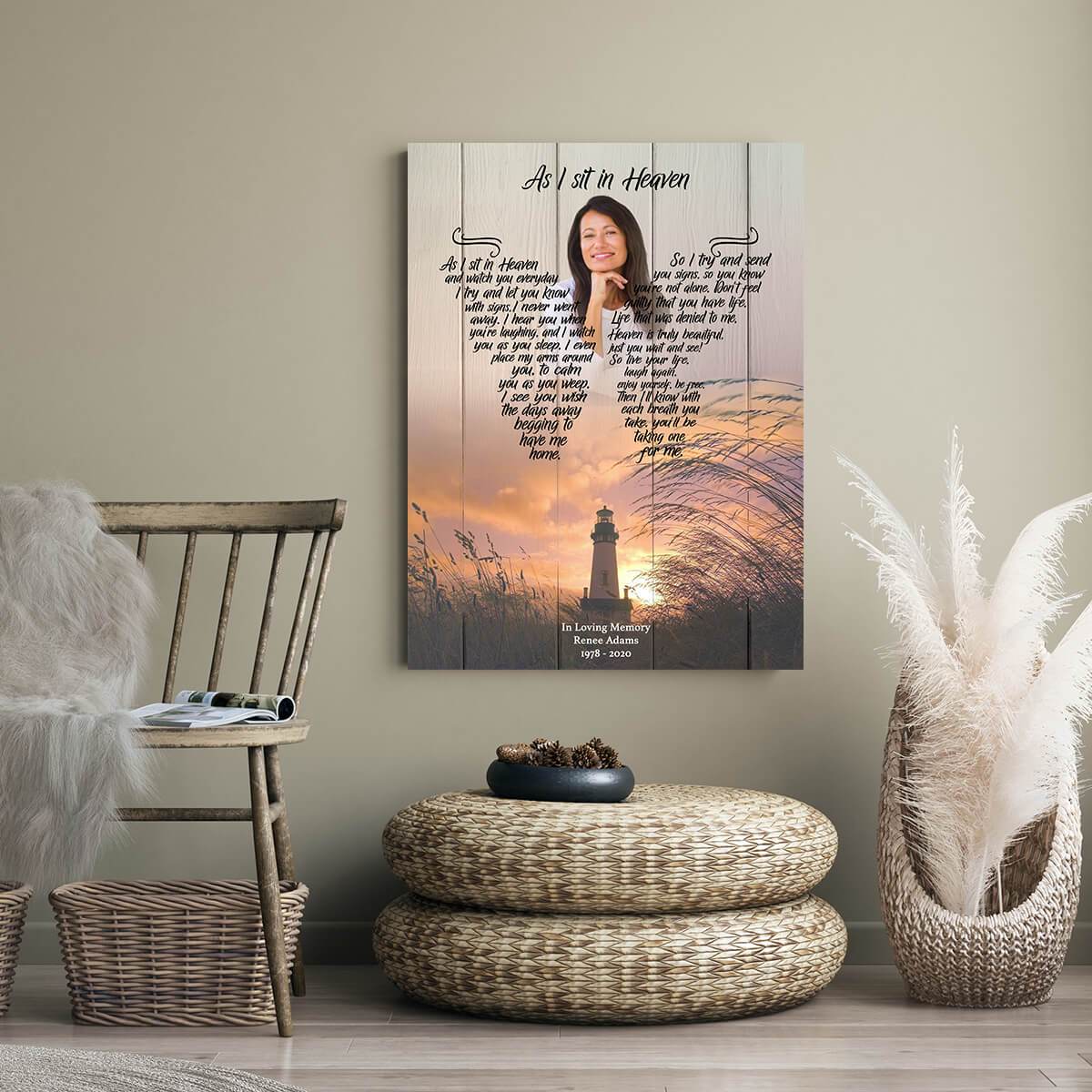 As I Sit In Heaven The Last Resort Backgound, Personalized Photo Memorial Canvas, Canvas Wall Art Gift For Family Gift for Remembrance