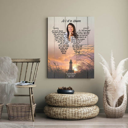 As I Sit In Heaven The Last Resort Backgound, Personalized Photo Memorial Canvas, Canvas Wall Art Gift For Family Gift for Remembrance