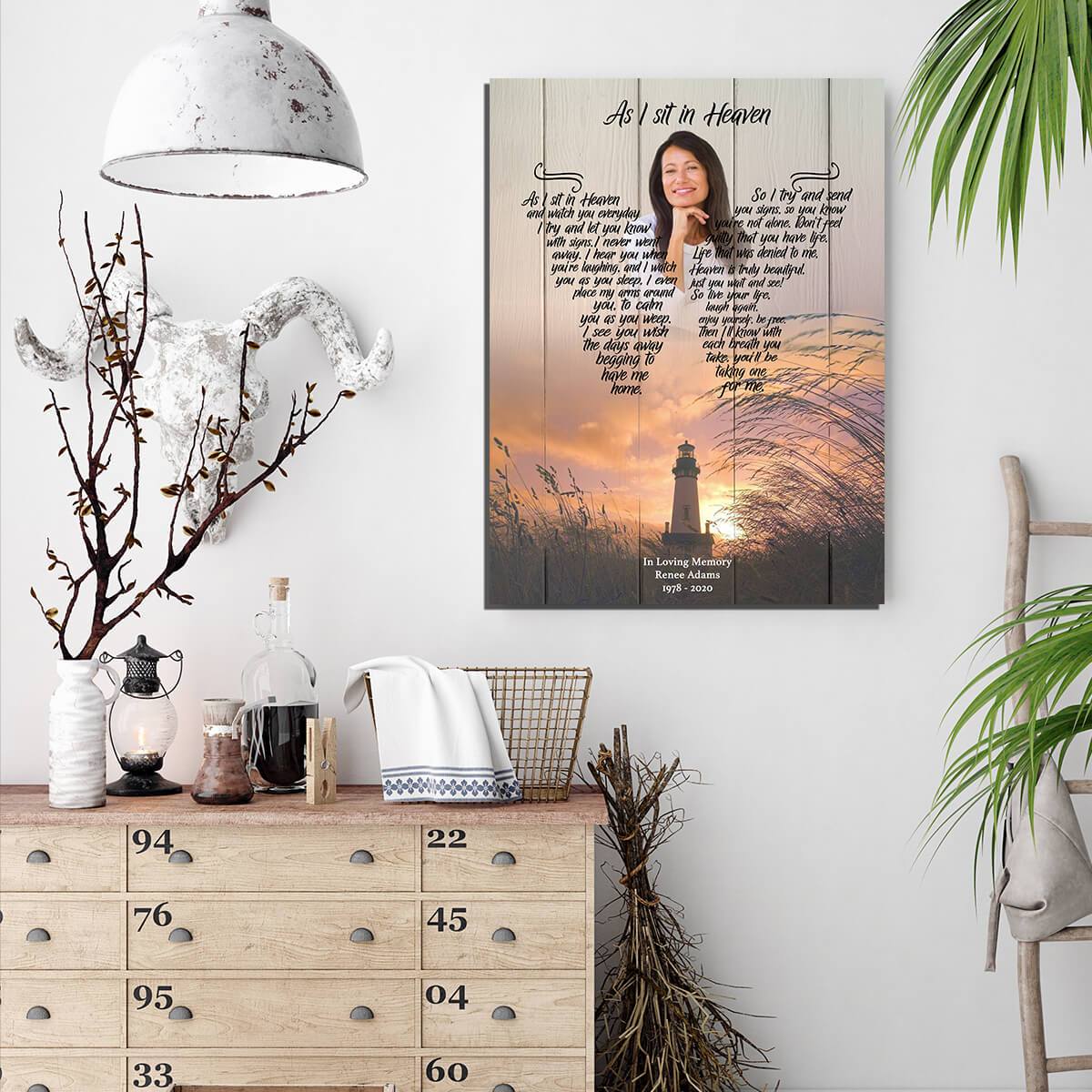 As I Sit In Heaven The Last Resort Backgound, Personalized Photo Memorial Canvas, Canvas Wall Art Gift For Family Gift for Remembrance