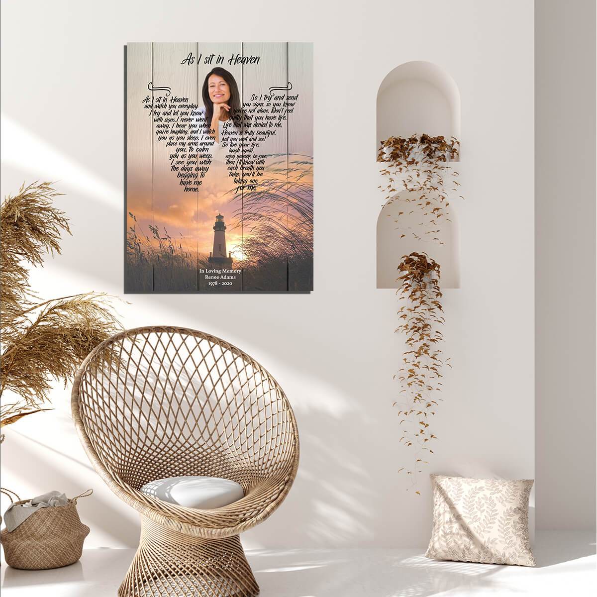 As I Sit In Heaven The Last Resort Backgound, Personalized Photo Memorial Canvas, Canvas Wall Art Gift For Family Gift for Remembrance