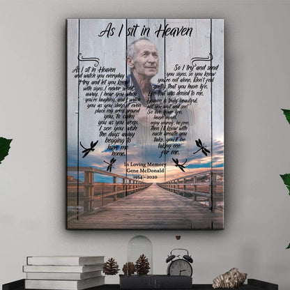 As I Sit In Heaven Outerbanks, Personalized Photo Memorial Canvas, Canvas Wall Art Gift For Family Gift for Remembrance