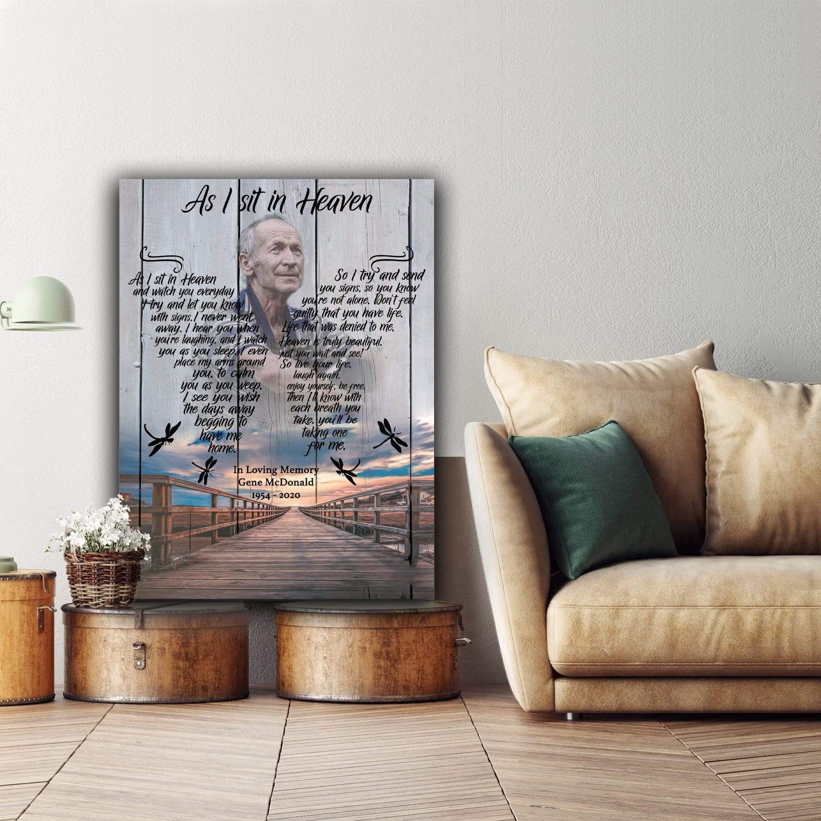 As I Sit In Heaven Outerbanks, Personalized Photo Memorial Canvas, Canvas Wall Art Gift For Family Gift for Remembrance