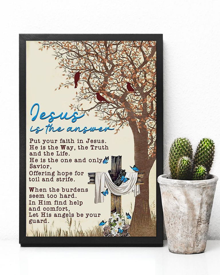Jesus Is The Answer Easter Canvas And Poster, Wall Decor Visual Art, Wall Poster, My Poster Wall