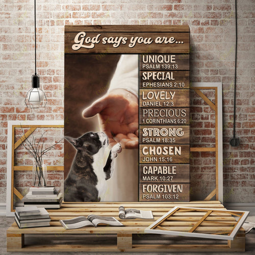 Boston Terrier,God Says You Are Easter Canvas And Poster, Wall Decor Visual Art, Wall Poster, My Poster Wall