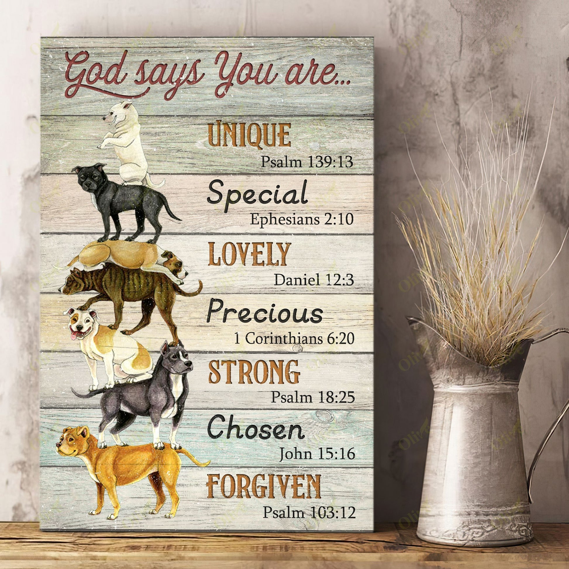 Pit Bull,God Says You Are Precious Easter Canvas And Poster, Wall Decor Visual Art, Wall Poster, My Poster Wall