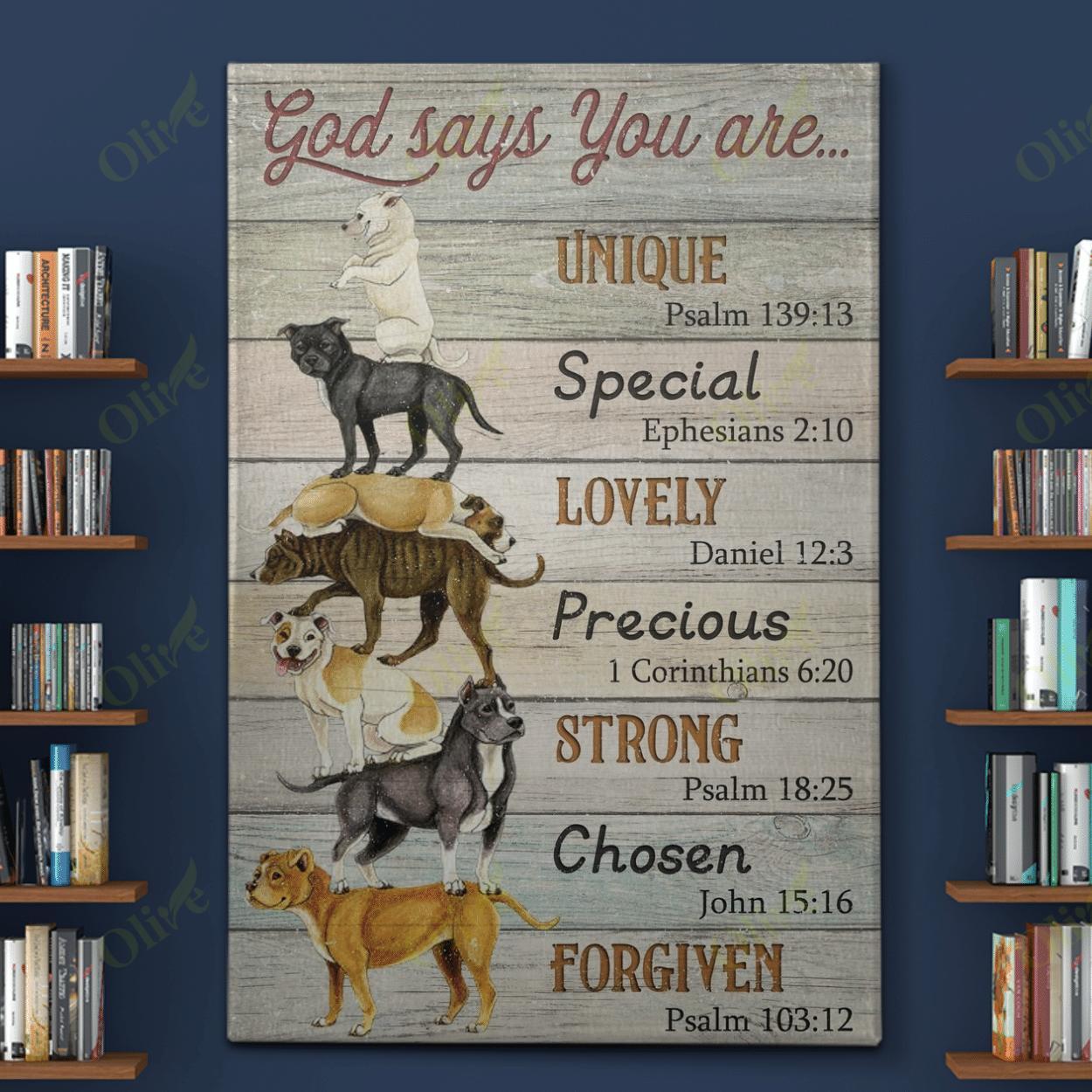 Pit Bull,God Says You Are Precious Easter Canvas And Poster, Wall Decor Visual Art, Wall Poster, My Poster Wall