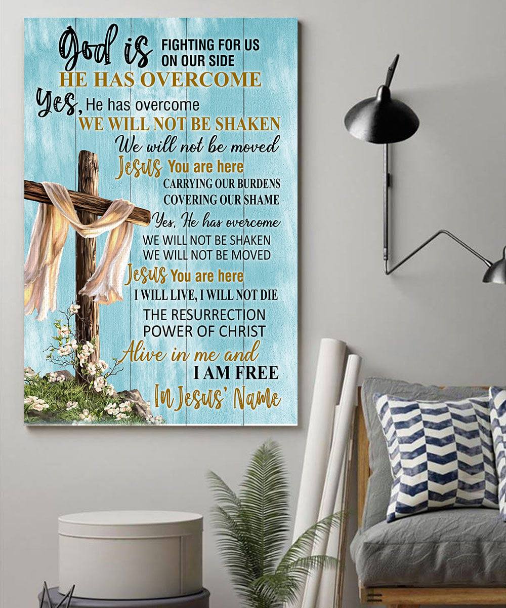 God Is Fighting For Us On Our Side He Has Overcome, Canvas And Poster, Meaningful Gift, Wall Decor Visual Art, Art Poster, My Poster Wall