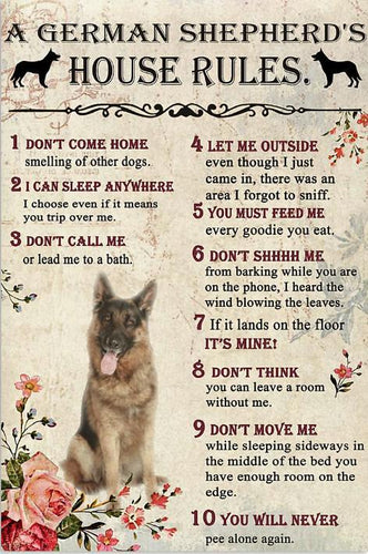 A German Shepherd's House Rules Canvas And Poster, Meaningful Gift, Wall Decor Visual Art, Art Poster, My Poster Wall