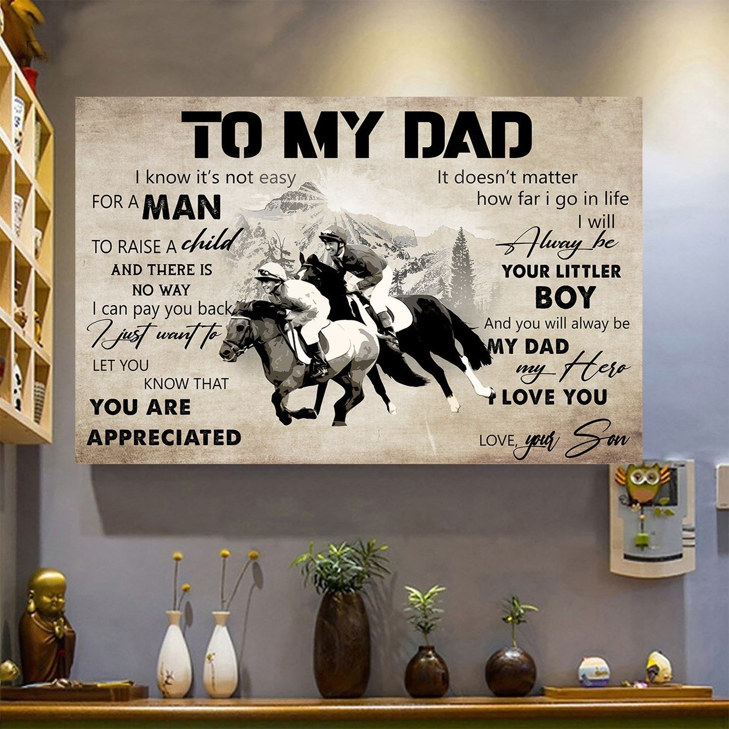 To My Dad You Are Appreciated, Gift for Horse Rider Canvas Wall Art Wall Decor Visual Art