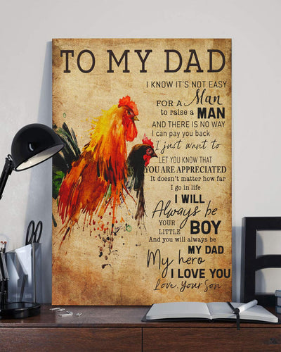 To My Dad I Know It's Not Easy For A Man To Raise A Man Gift Ideas For Dad from Son Canvas Wall Art, Wall Decor Visual Art