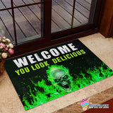 Gift For Skull Lover Welcome You Look Delicious Non-Slip Rubber Backing Doormat QDH