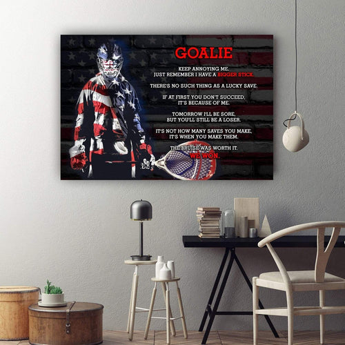 American Lacrosse Goalie Canvas Wall Art, Wall Decor Visual Art