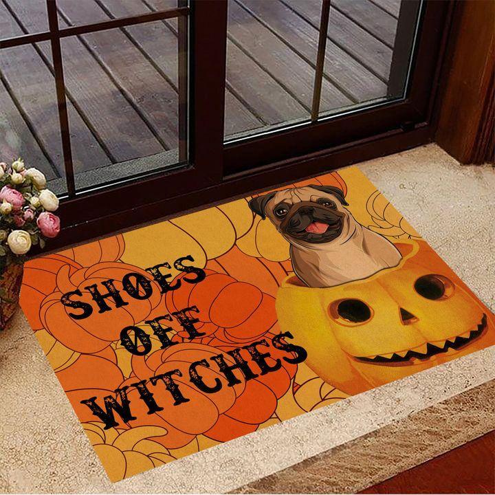 Pug Shoes Off Witches Halloween Doormat | Best Outdoor Halloween Decoration