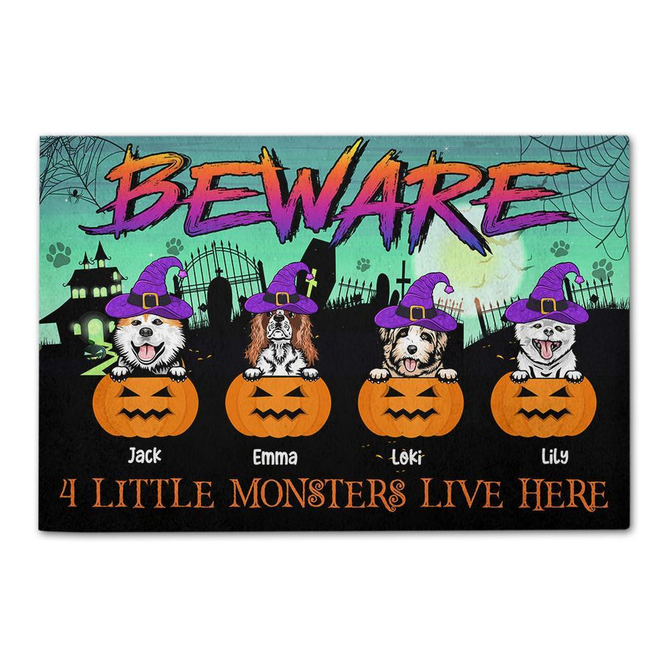 Halloween Doormat Halloween Dog Beware - Custom Doormat