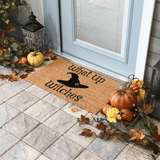 Outdoor Mat- What Up Witches Black Hat Pattern Doormat Home Decor