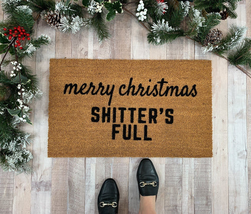 Outdoor Mat- Funny Merry Christmas Full In Vintage Style Door Mat Home Decor