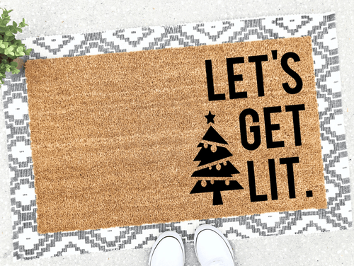 Outdoor Mat- Let's Get Lit Pine Tree Doormat Home Decor