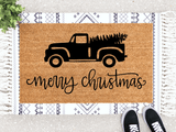 Outdoor Mat- Merry Christmas Delivery Black Truck Doormat Home Decor